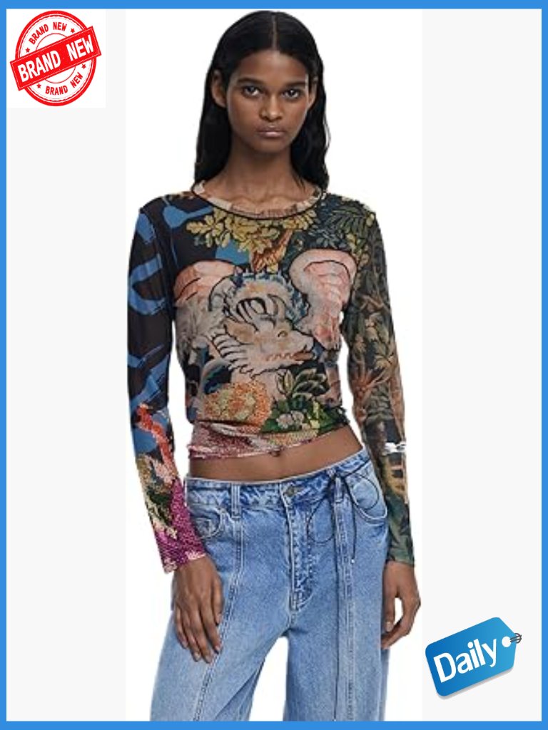 Women's Crew Neck Long Sleeve Floral T-Shirt